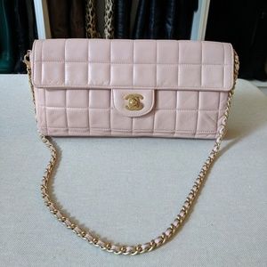 CHANEL Pink East West Flap Chocolate Bar Bag CC